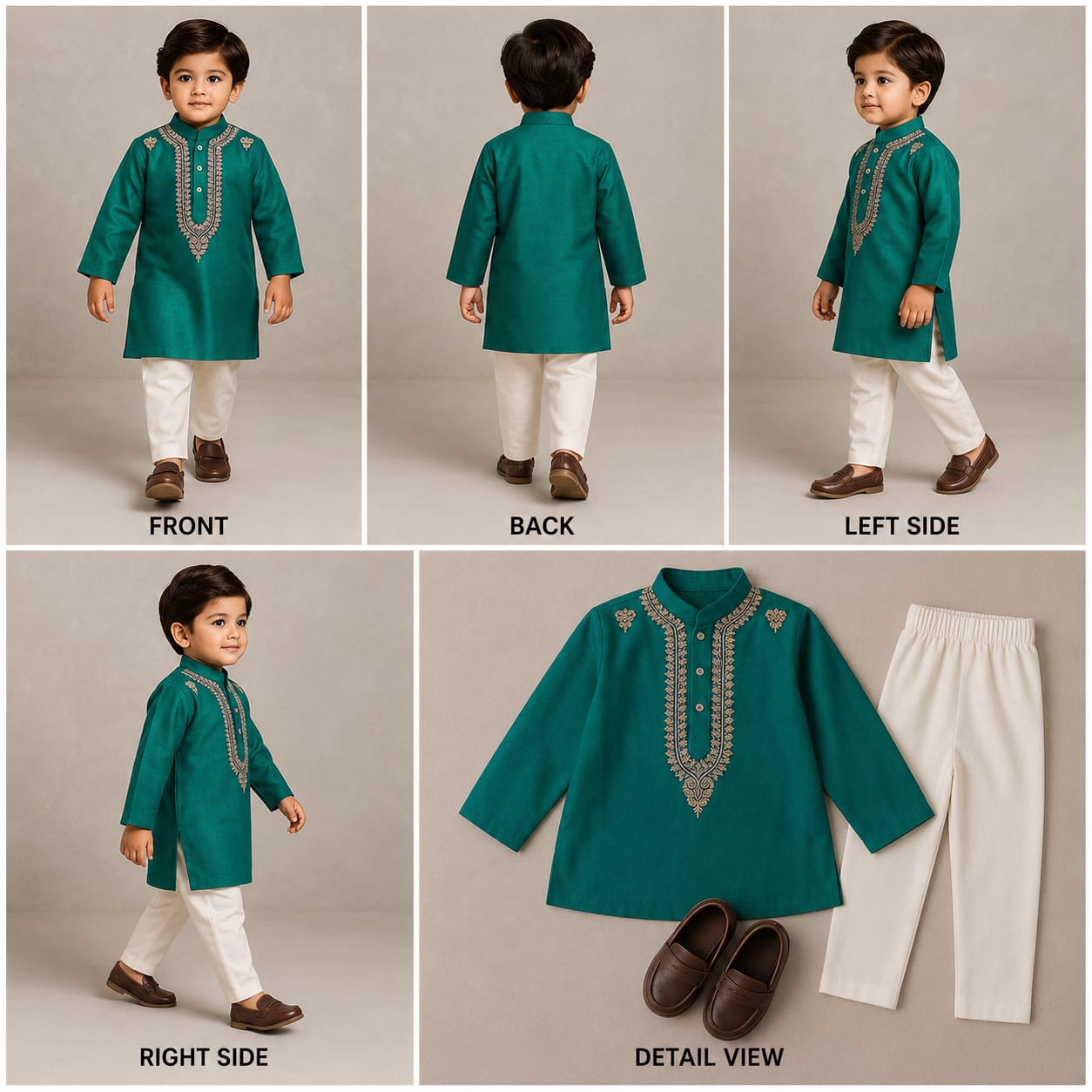 Pre Order:Rama Zari Embroidered Kurta With Off White Pyjama