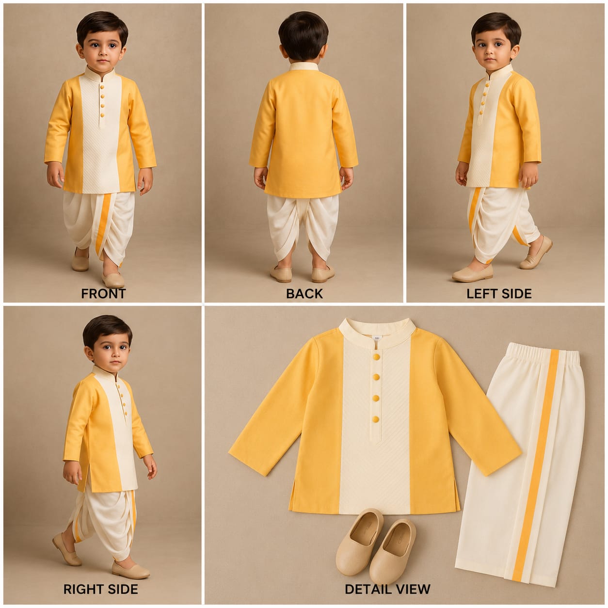 Pre Order: Orange Cotton Kurta With Dhoti