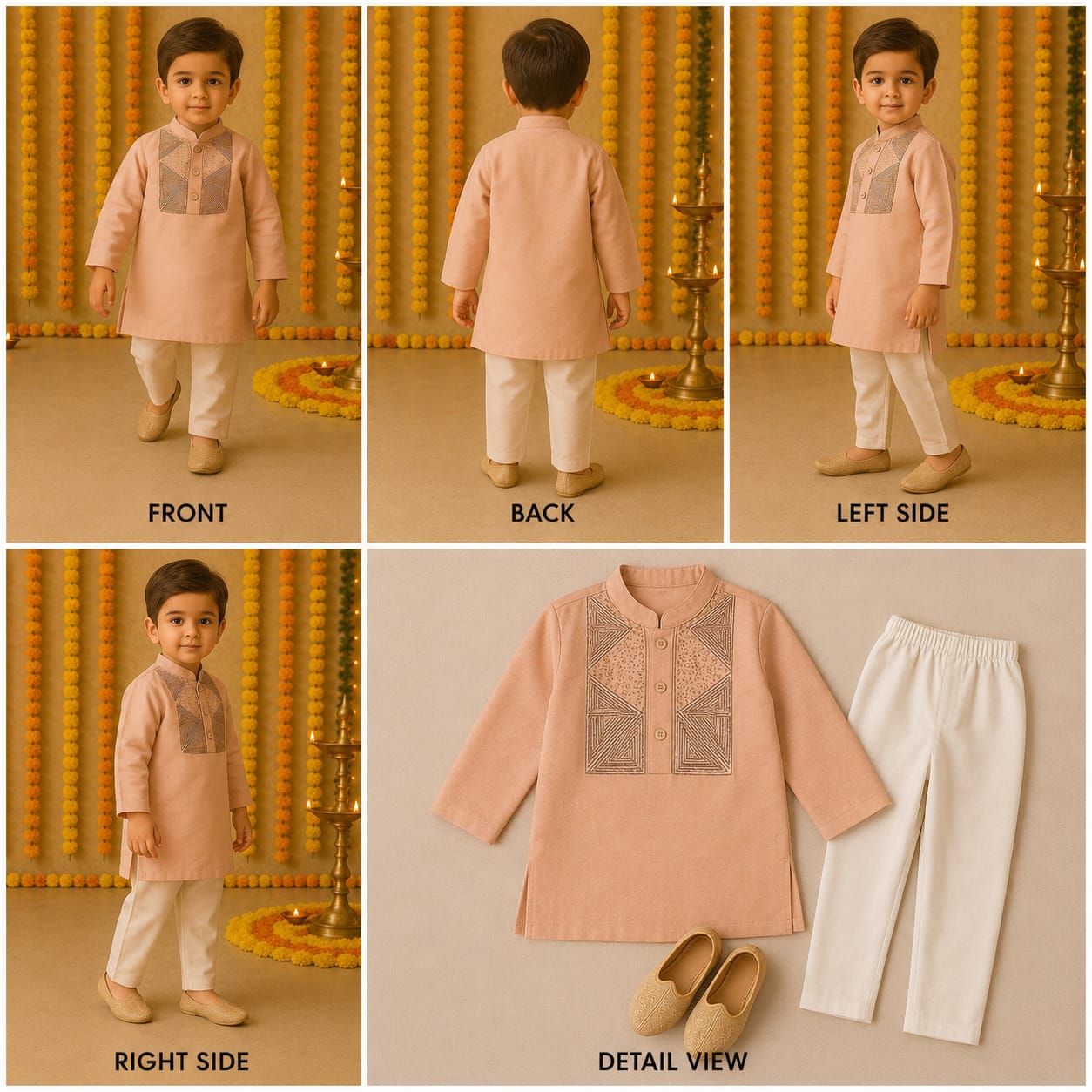 Pre Order: Peach embroidered kurta set
