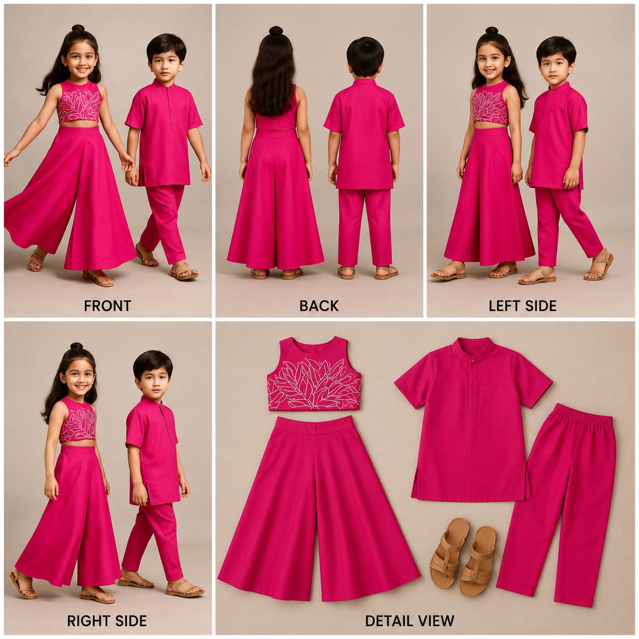 (Boy) Pre Order:Basic Hot Pink Kurta Set