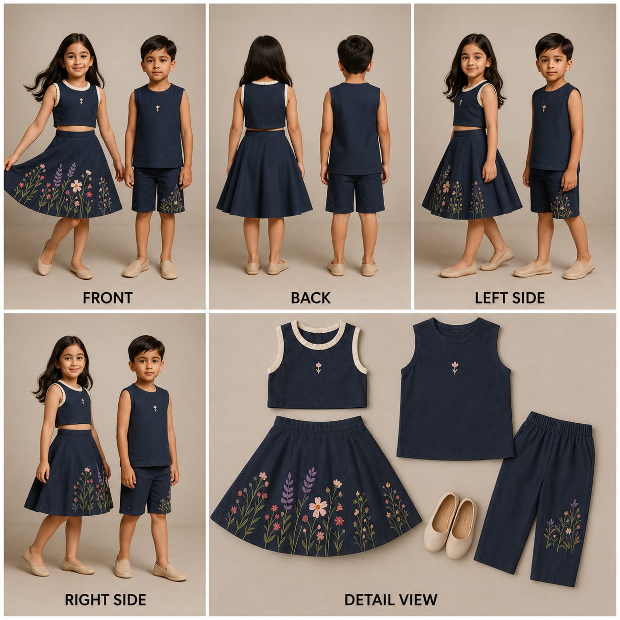 (Boy) Pre Order:Denim Embroidered Coord Set