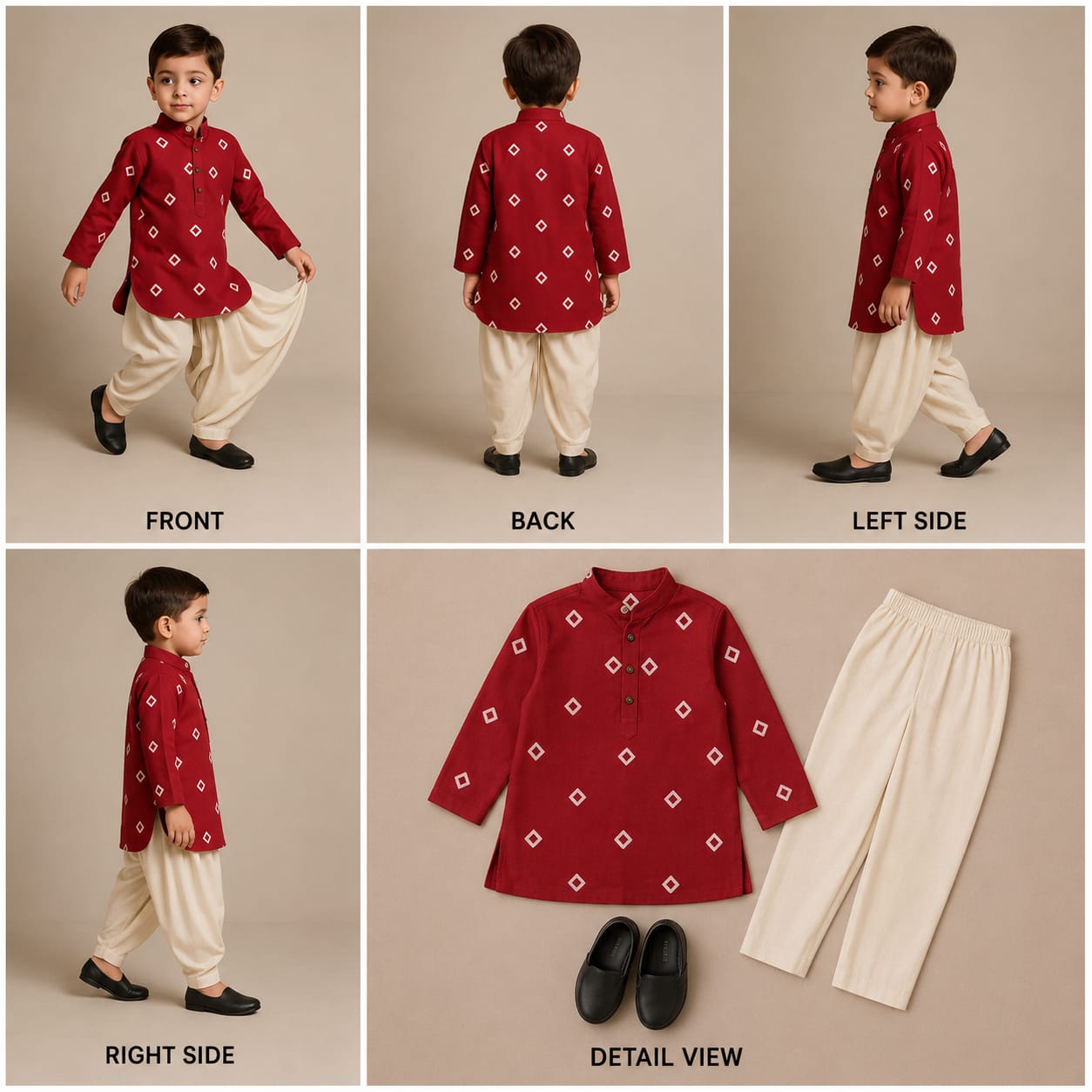 Pre Order: Printed Kurta With Beads Detailing And Salwar