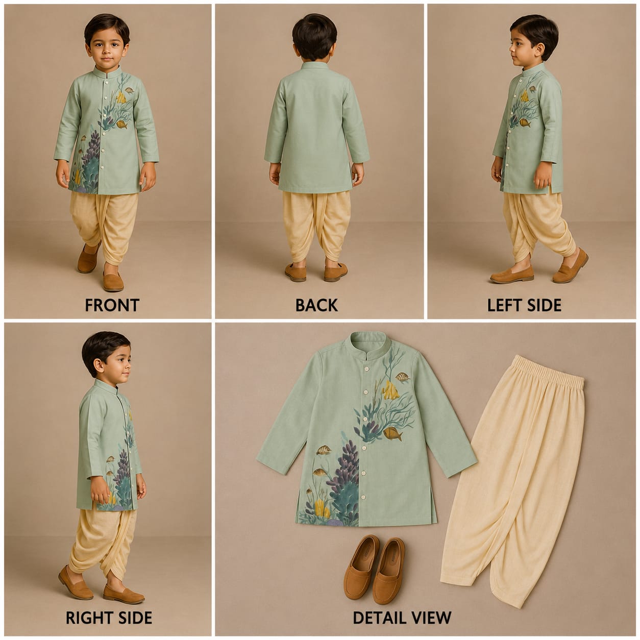 Pre Order: Sea life Hand Painted Dhoti Kurta Set