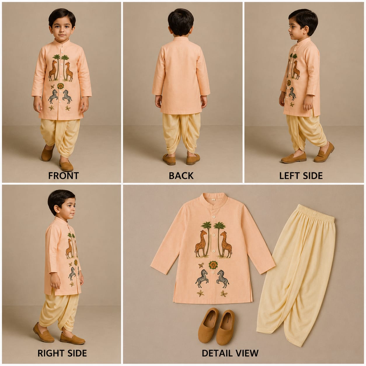 Pre Order: Jungle Hand Painted Dhoti Kurta Set