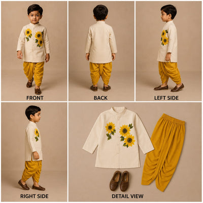 Pre Order: Surajmukhi Hand Painted Dhoti Kurta Set