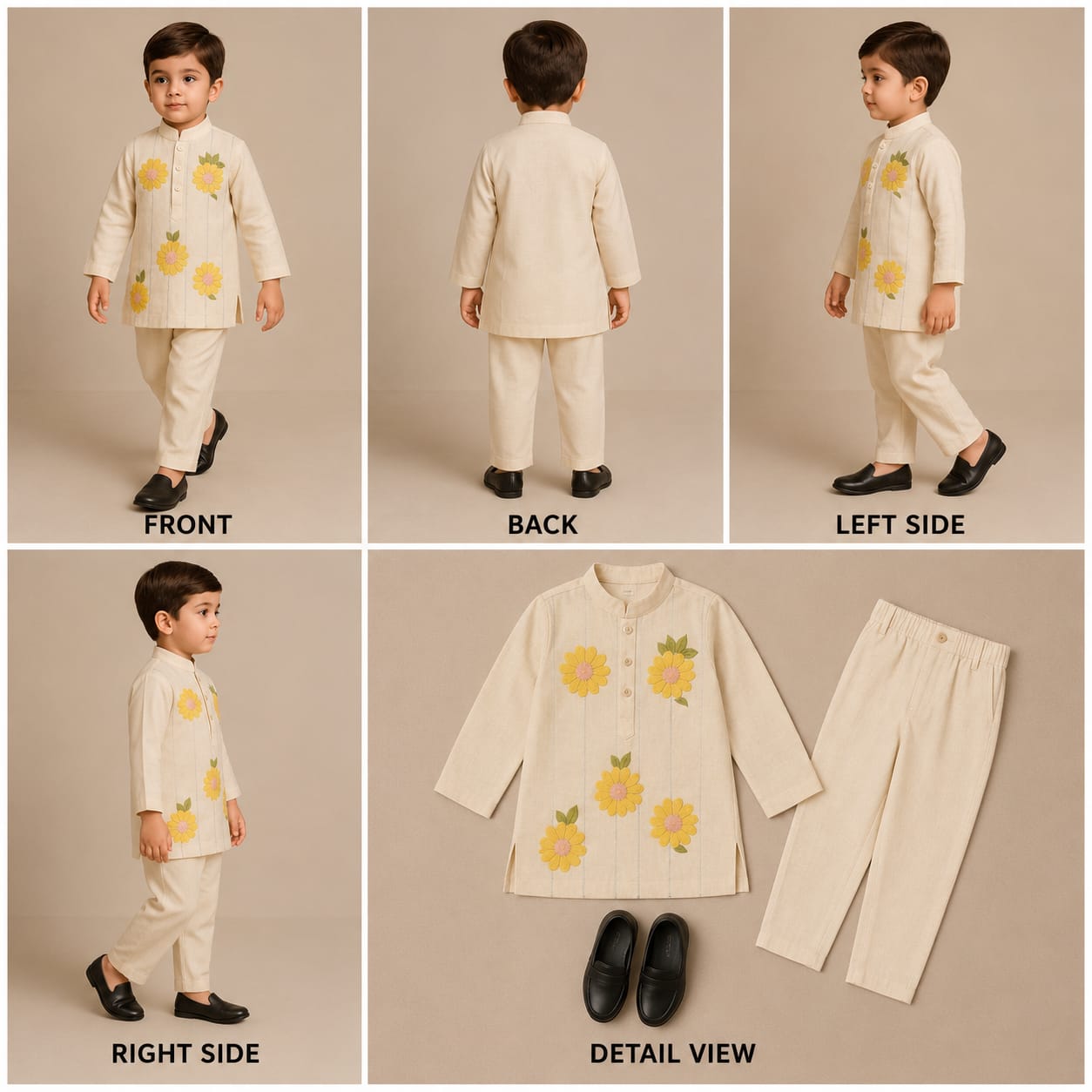 Pre Order: Off White Floral Printed Embroidered Kurta And Pyjama
