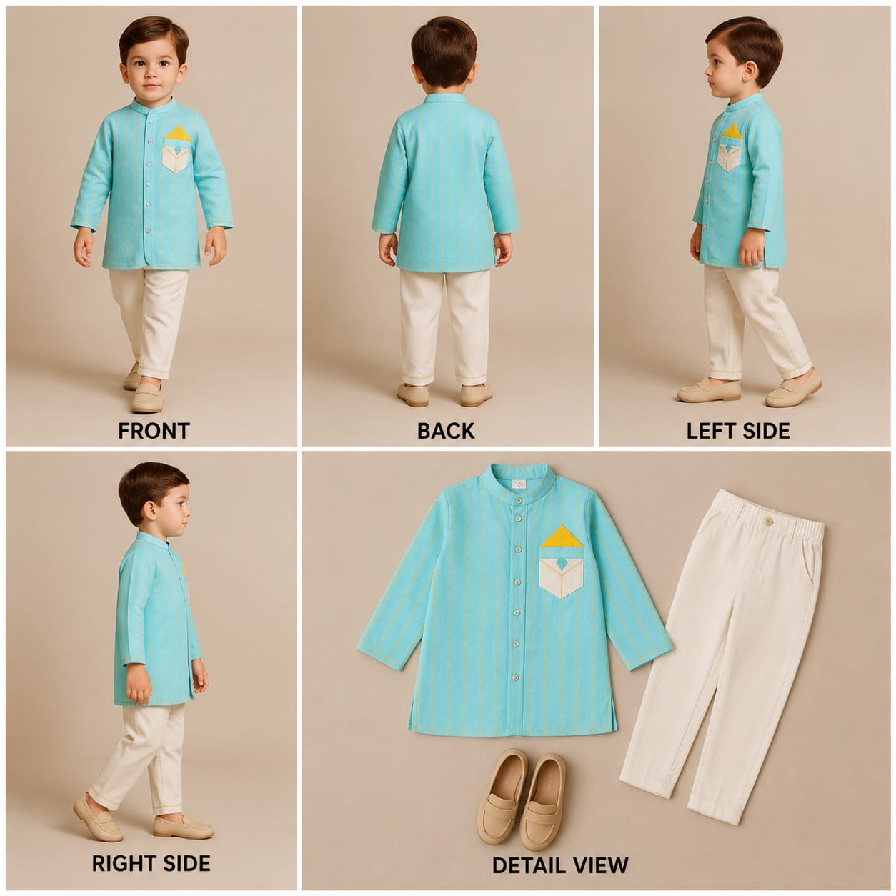 Pre Order: Blue Embellished Kurta And Pyjama