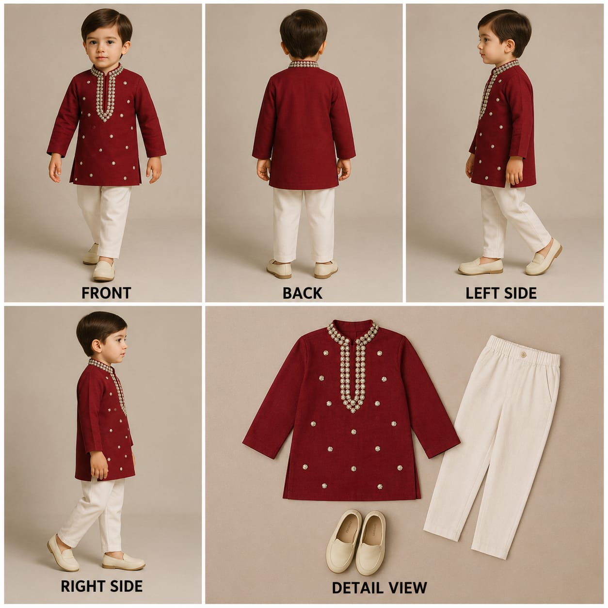 Pre Order: Maroon Embroidered Kurta And Pyjama