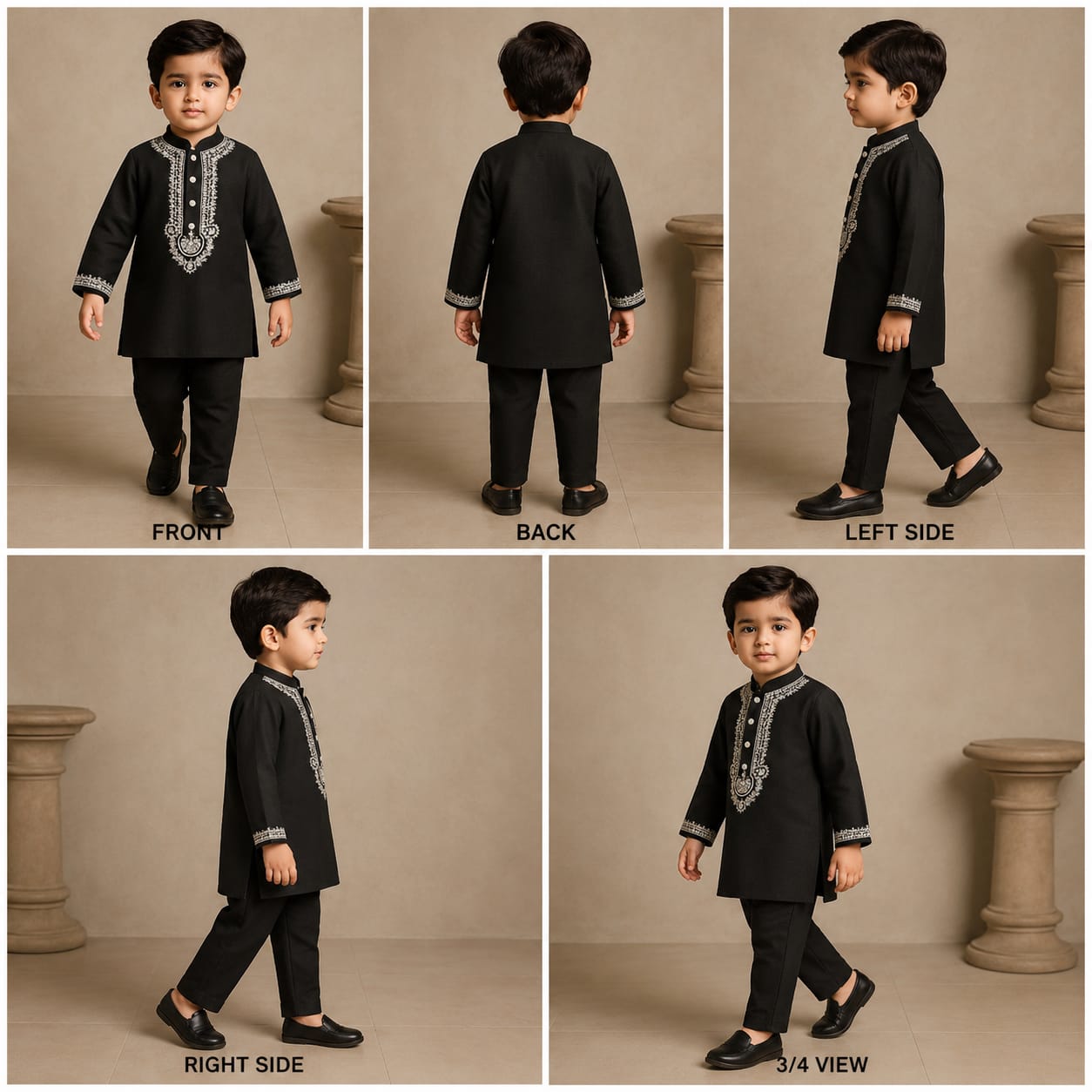 Pre Order: Black Embroidered Kurta And Pyjama