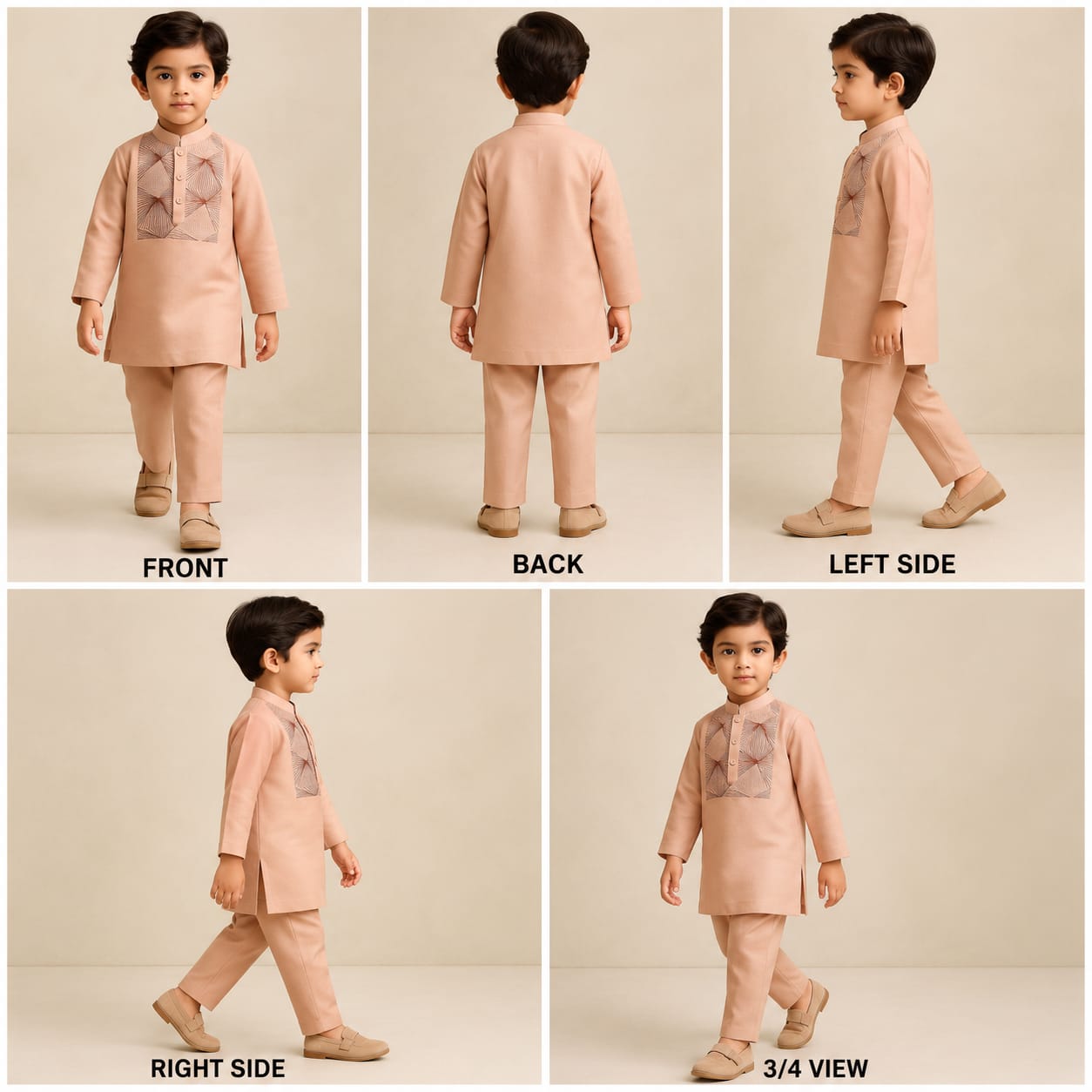 Pre Order: Peach Embroidered Kurta And Pyjama