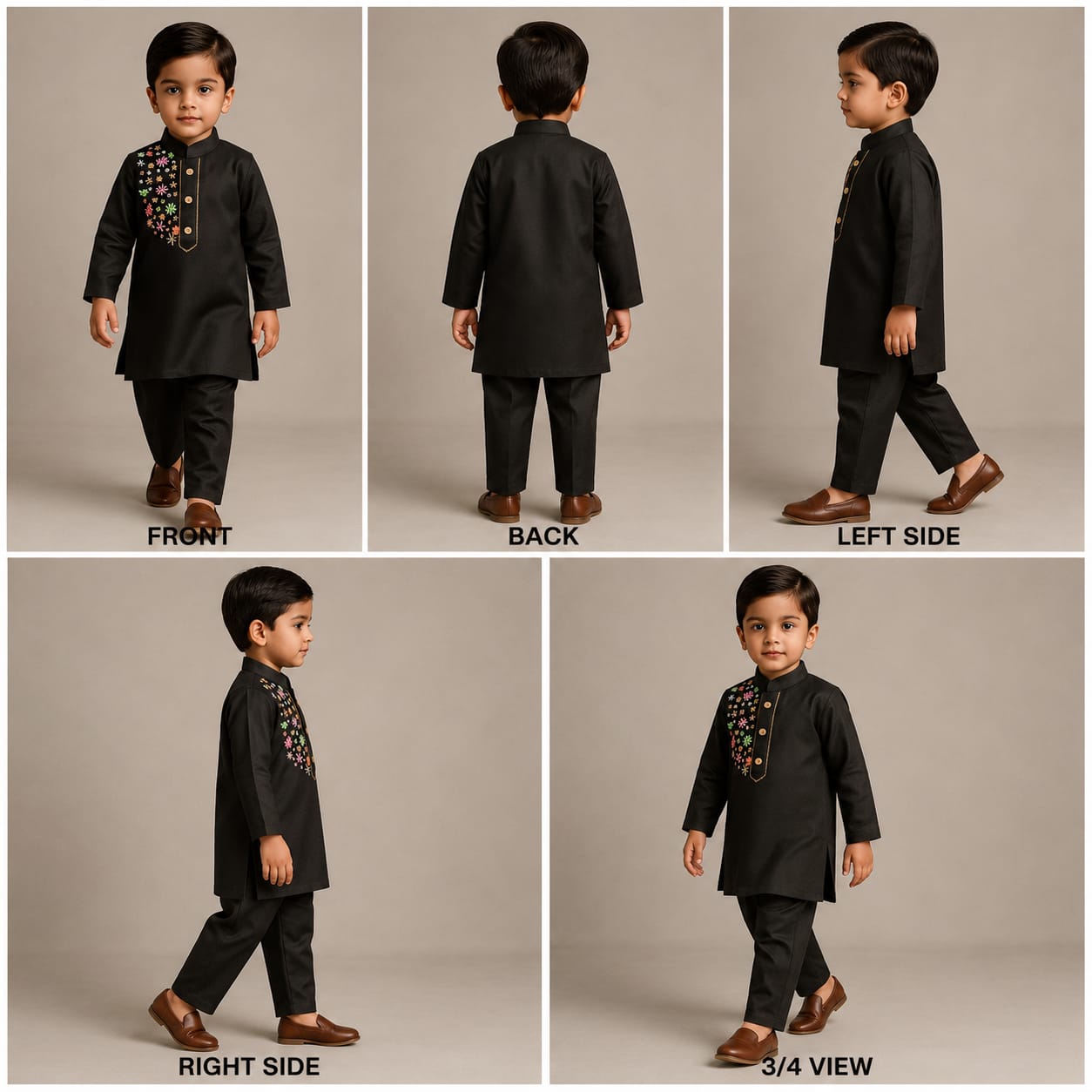 Pre Order: Black Embroidered Kurta And Pyjama
