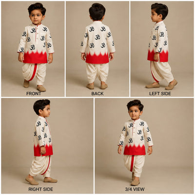 Pre Order: Dual Tone Printed Kurta And Dhoti