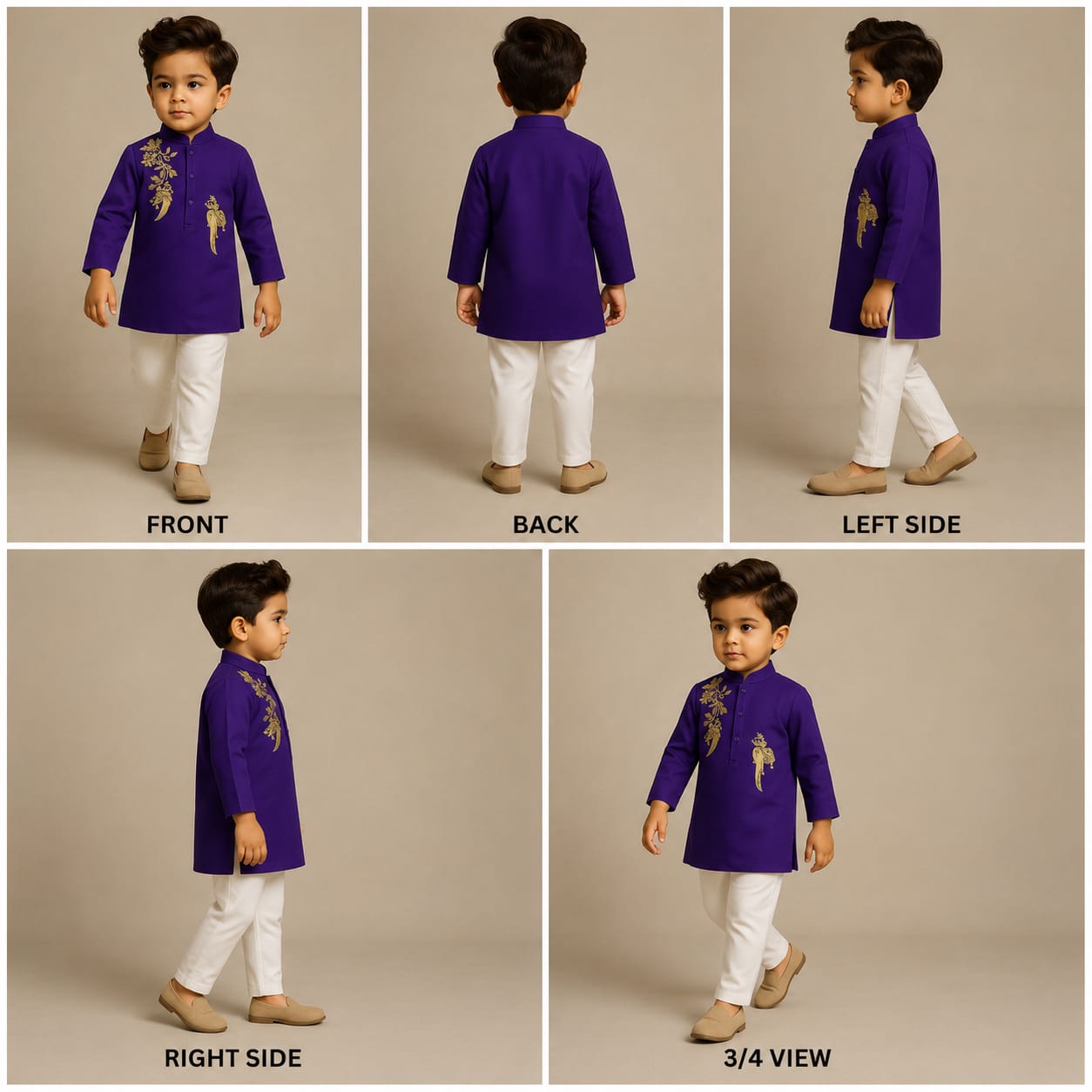 Pre Order: Purple Bird Embroidered Kurta And Pyjama