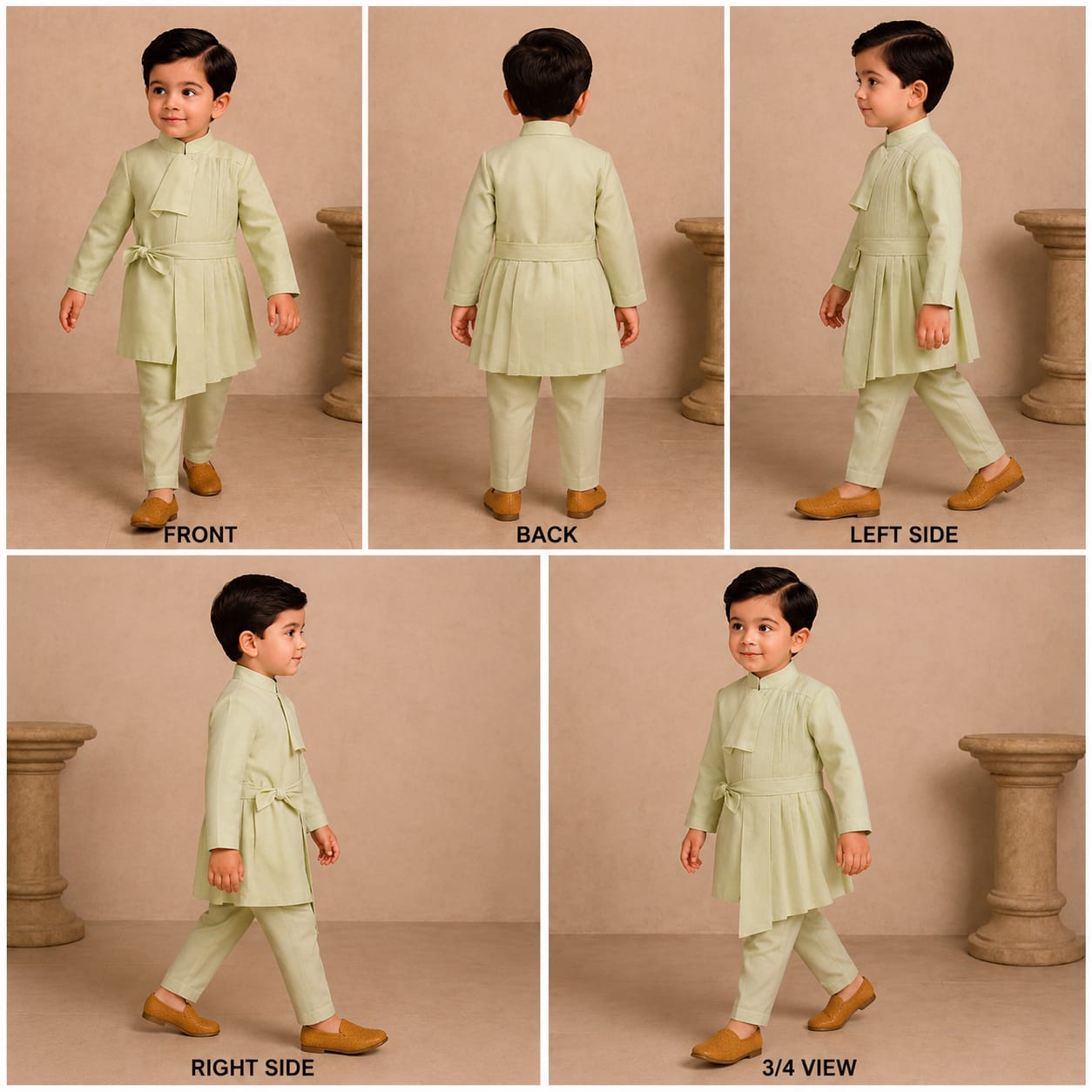 Pre Order: Elegant Pleated Drape Kurta With Flap And Pant