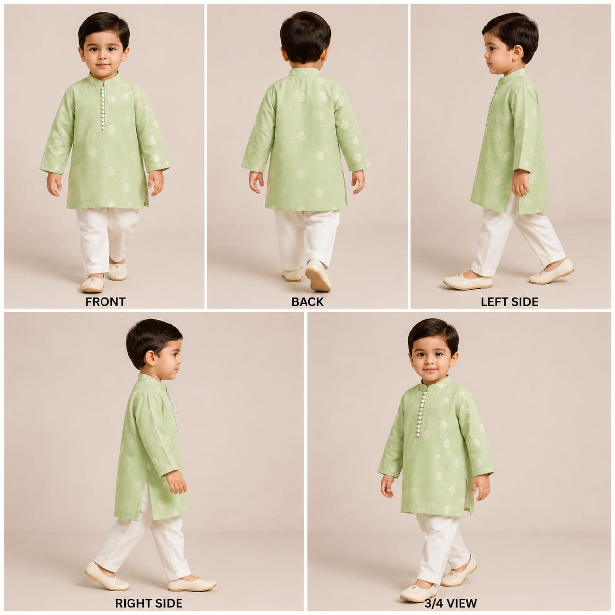 Pre Order: Brocade Green Kurta And Pyjama