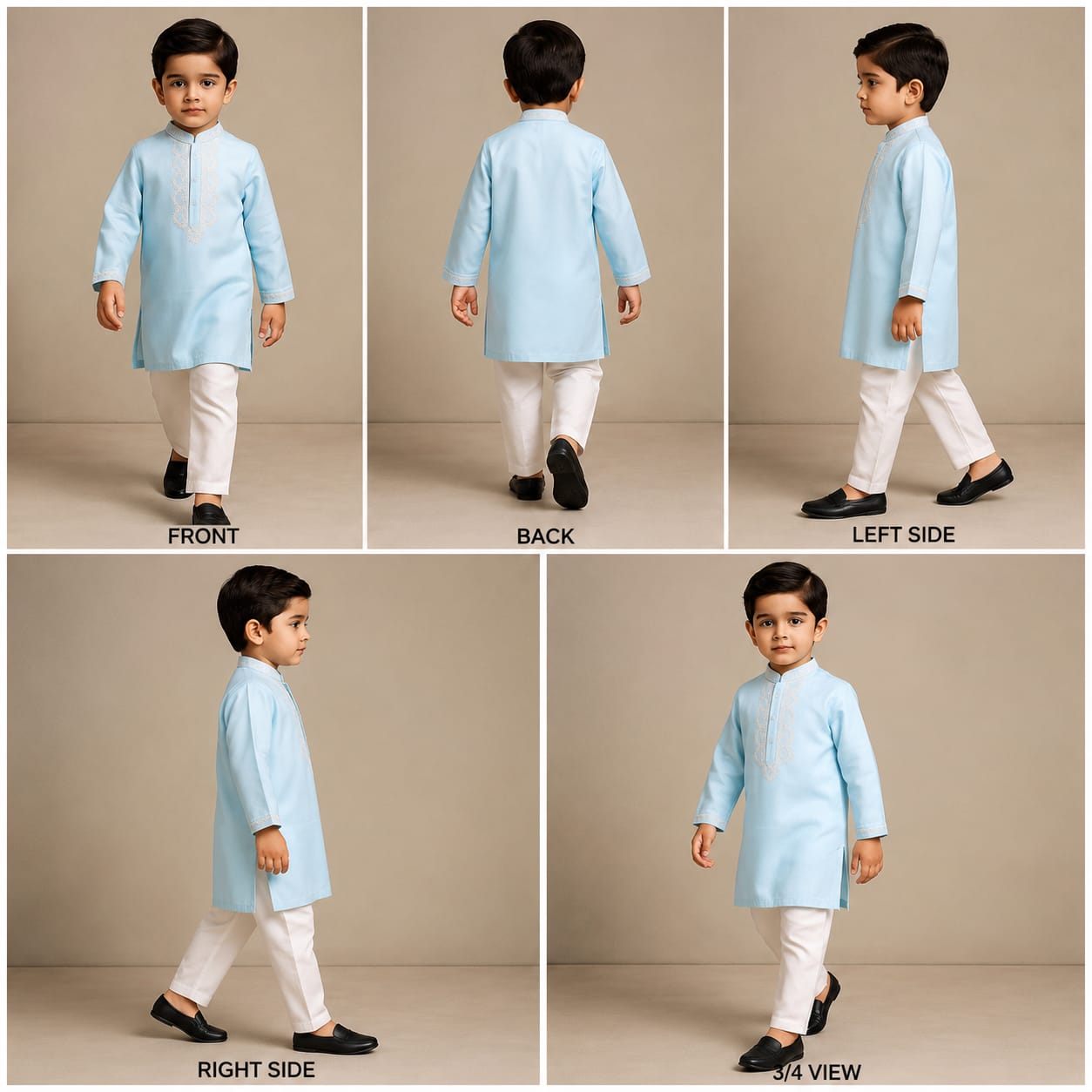 Pre Order: Thread Embroidered Blue Kurta And Pyjama