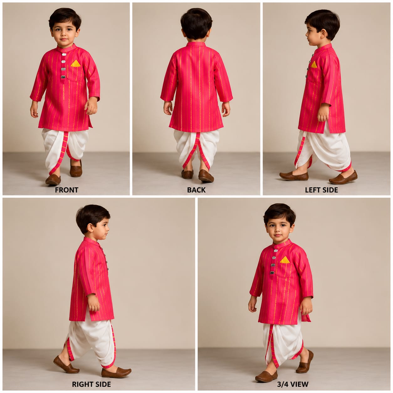 Pre Order: Pink Printed And Embellished Kurta With Dhoti