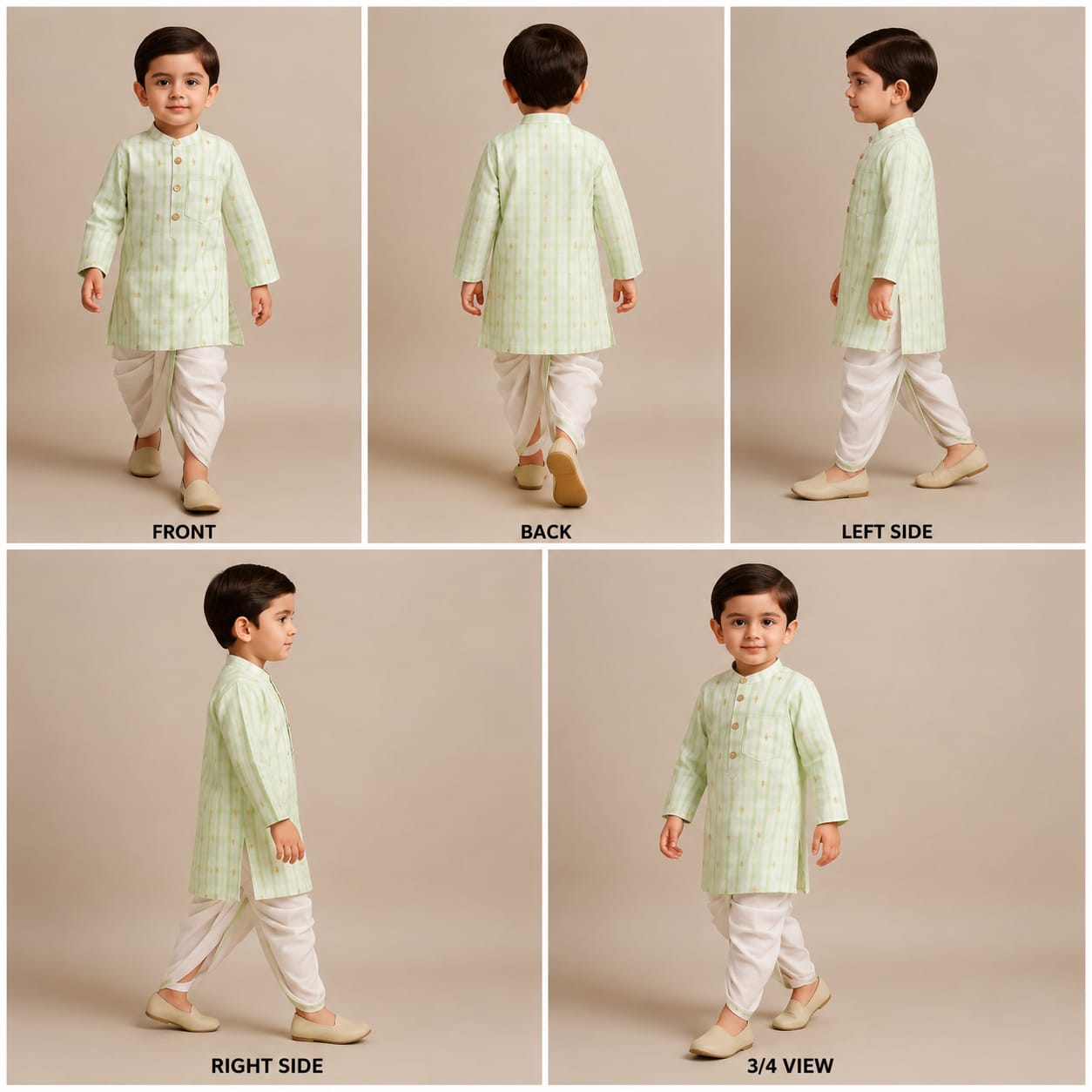 Pre Order: Green Printed Embroidered Kurta With Dhoti