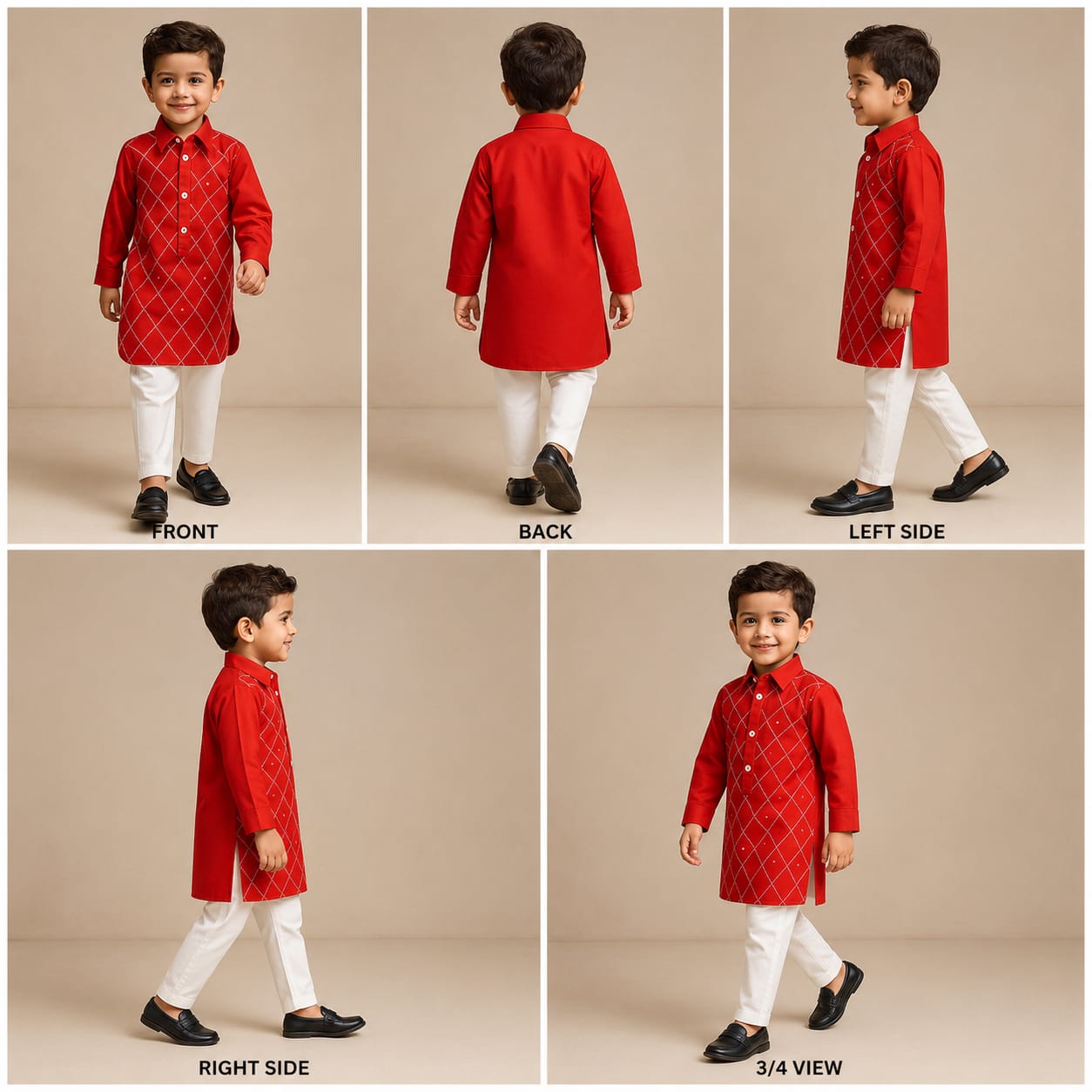 Pre Order: Embroidered Stylish Red Kurta With Salwar
