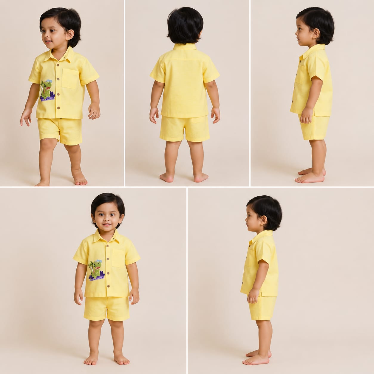 Pre Order: Animal Hand Painted Yellow Shirt And Shorts