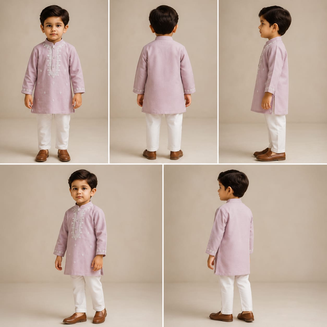 Pre Order: Embroidered Lilac Kurta With Pyjama