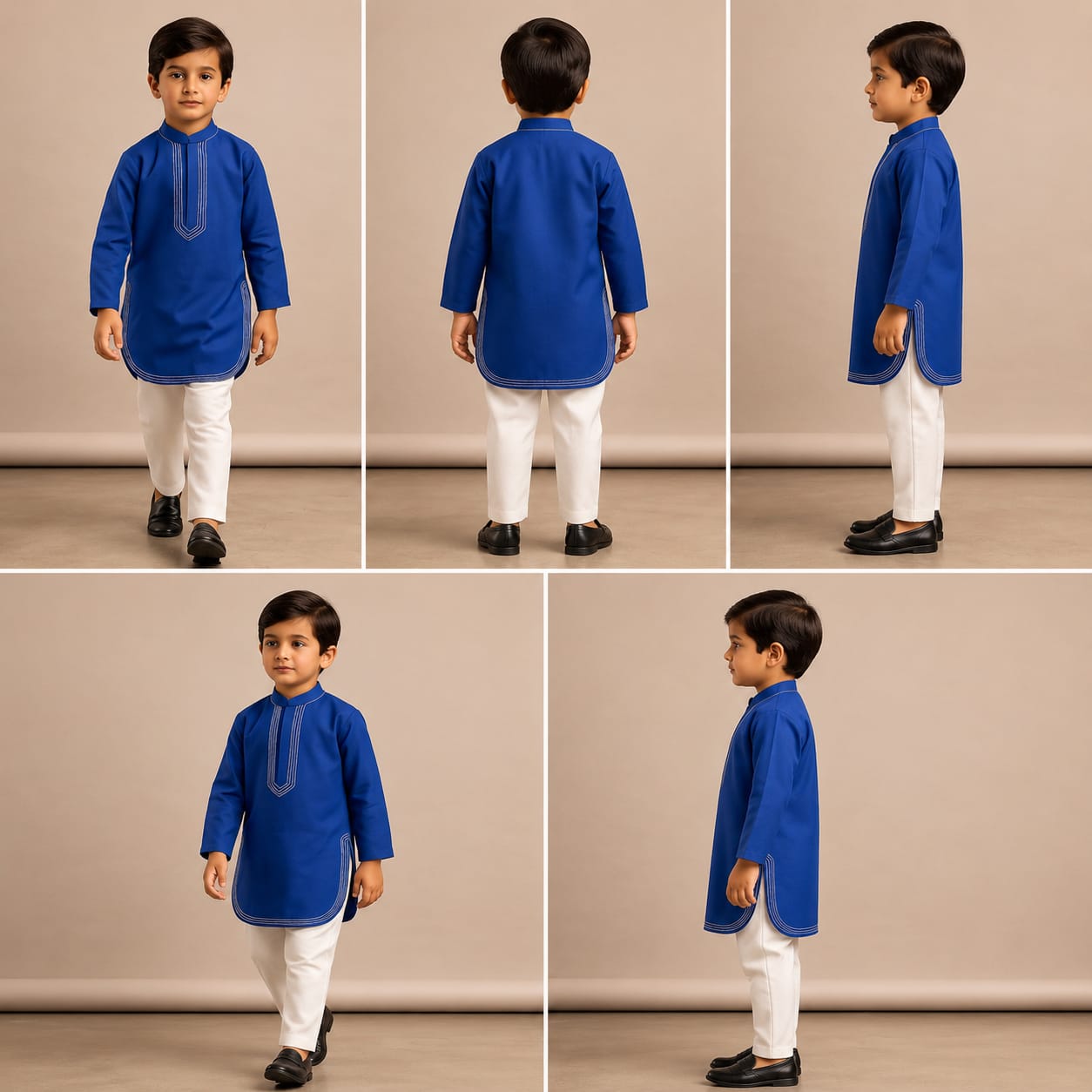 Pre Order: Blue Kurta With Stylish Hem And Pyjama