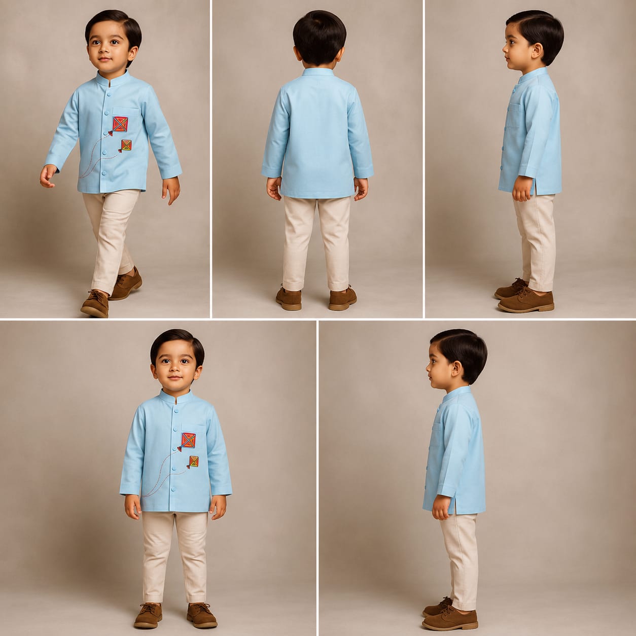 Pre Order: Kites Adorned Patch Pocket Blue Shirt