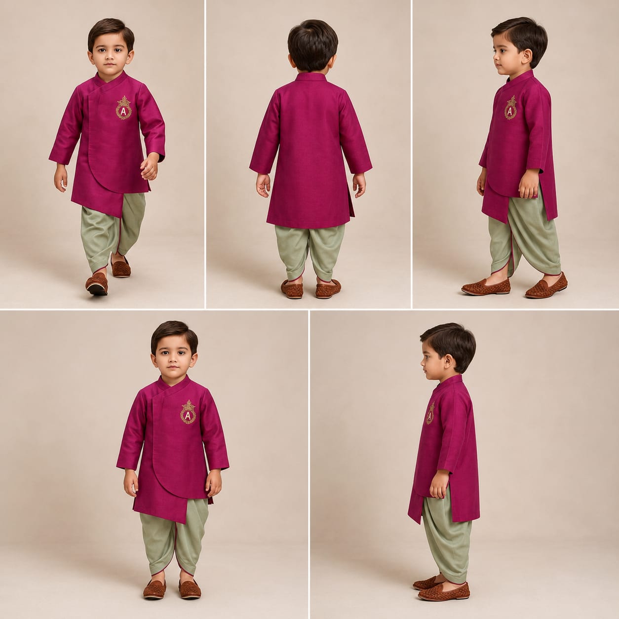 Pre Order: Magenta Asymmetric Kurta With Dhoti
