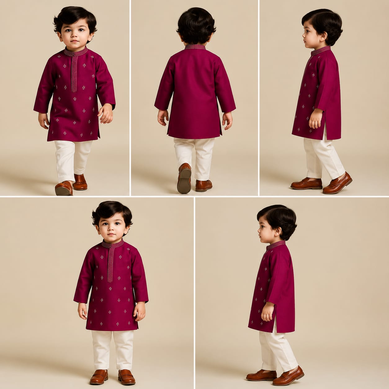 Pre Order: Faux Mirror Work Magenta Kurta And Pyjama
