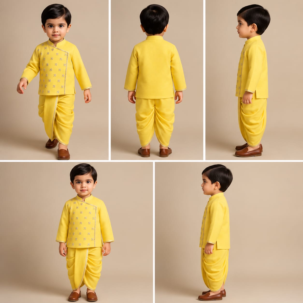 Janmashtami Special Pre Order : Embroidered Yellow Kurta And Dhoti