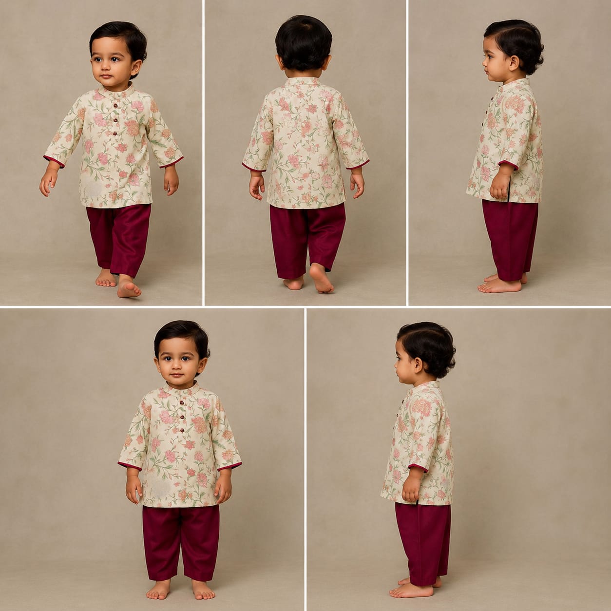 Pre Order: Janmashtami Special: Pre Order: Animal And Floral Printed Kurta And Pyjama