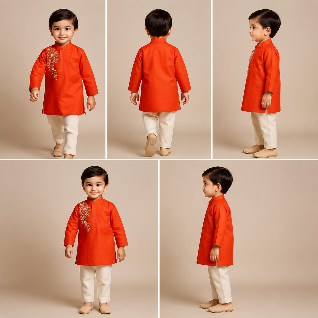 Pre Order: Orange Gota Work Kurta And Pyjama