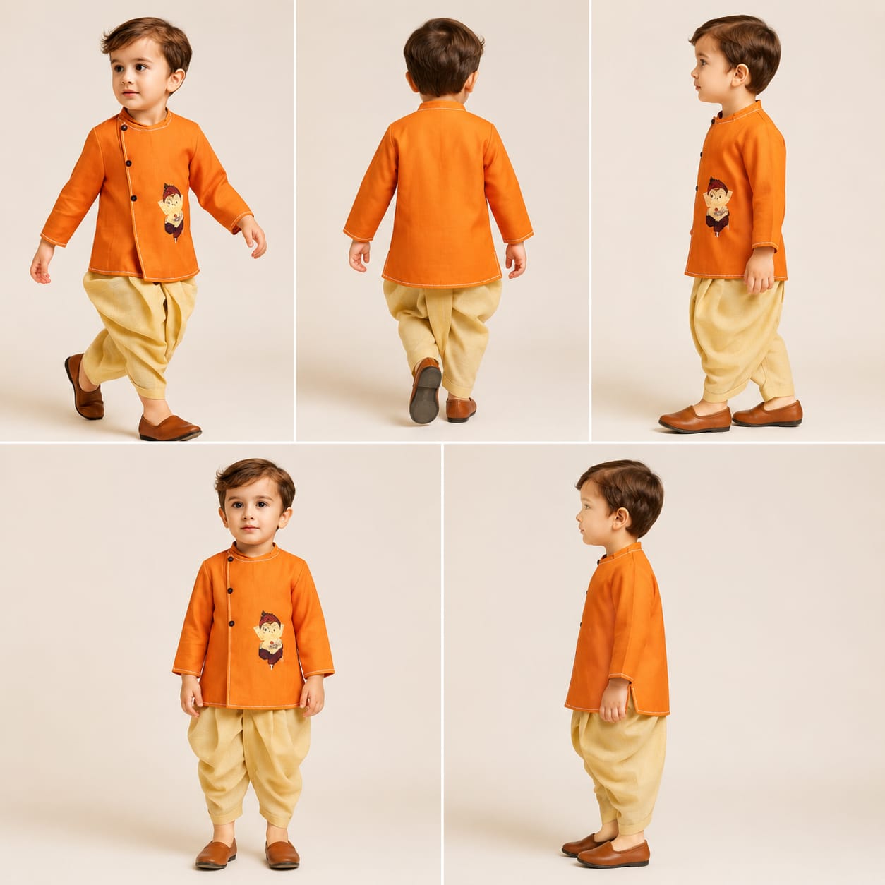 Pre Order: Ganesh Embroidered Kurta And Checks Dhoti
