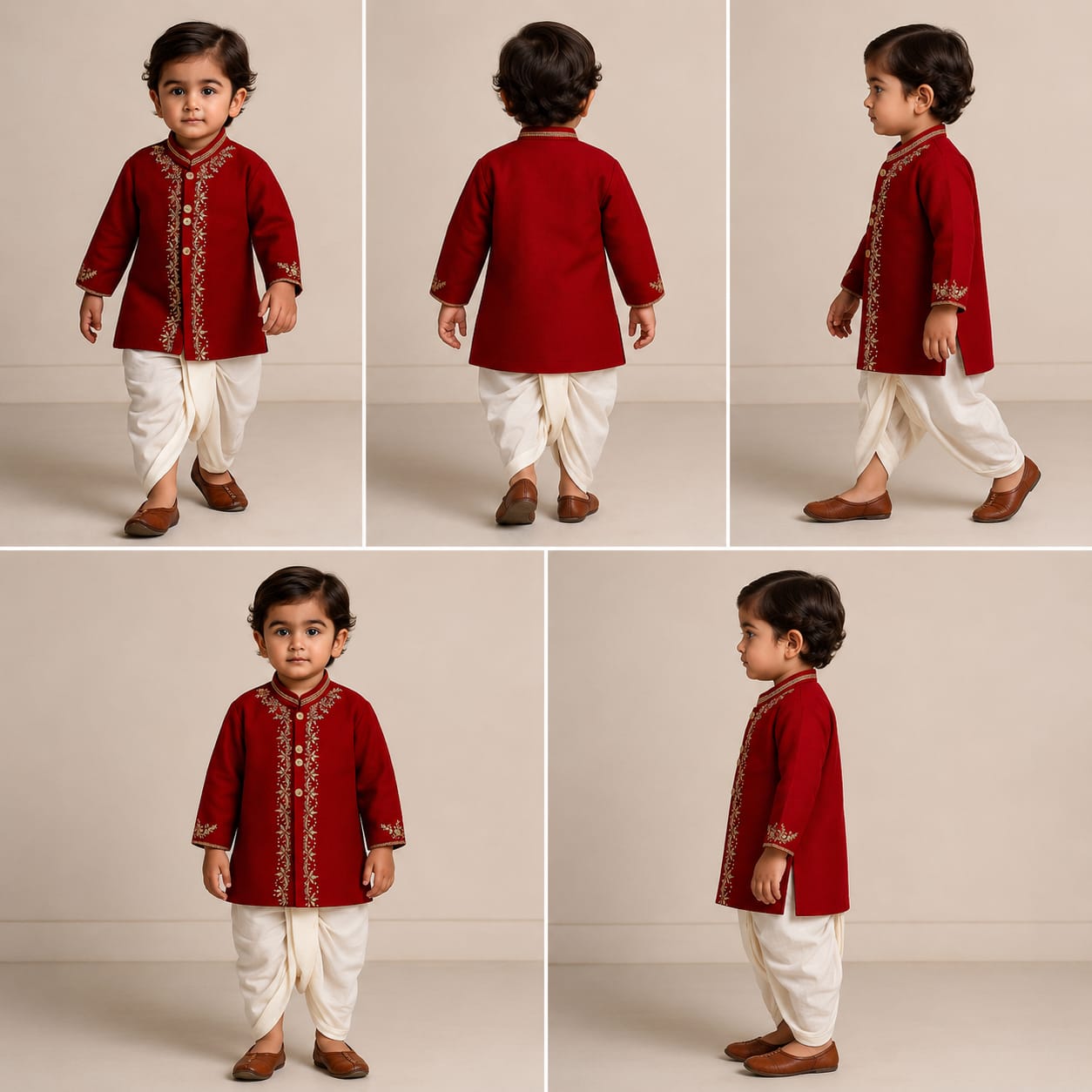Pre Order: Gota Lacework Detail Red Kurta And Dhoti