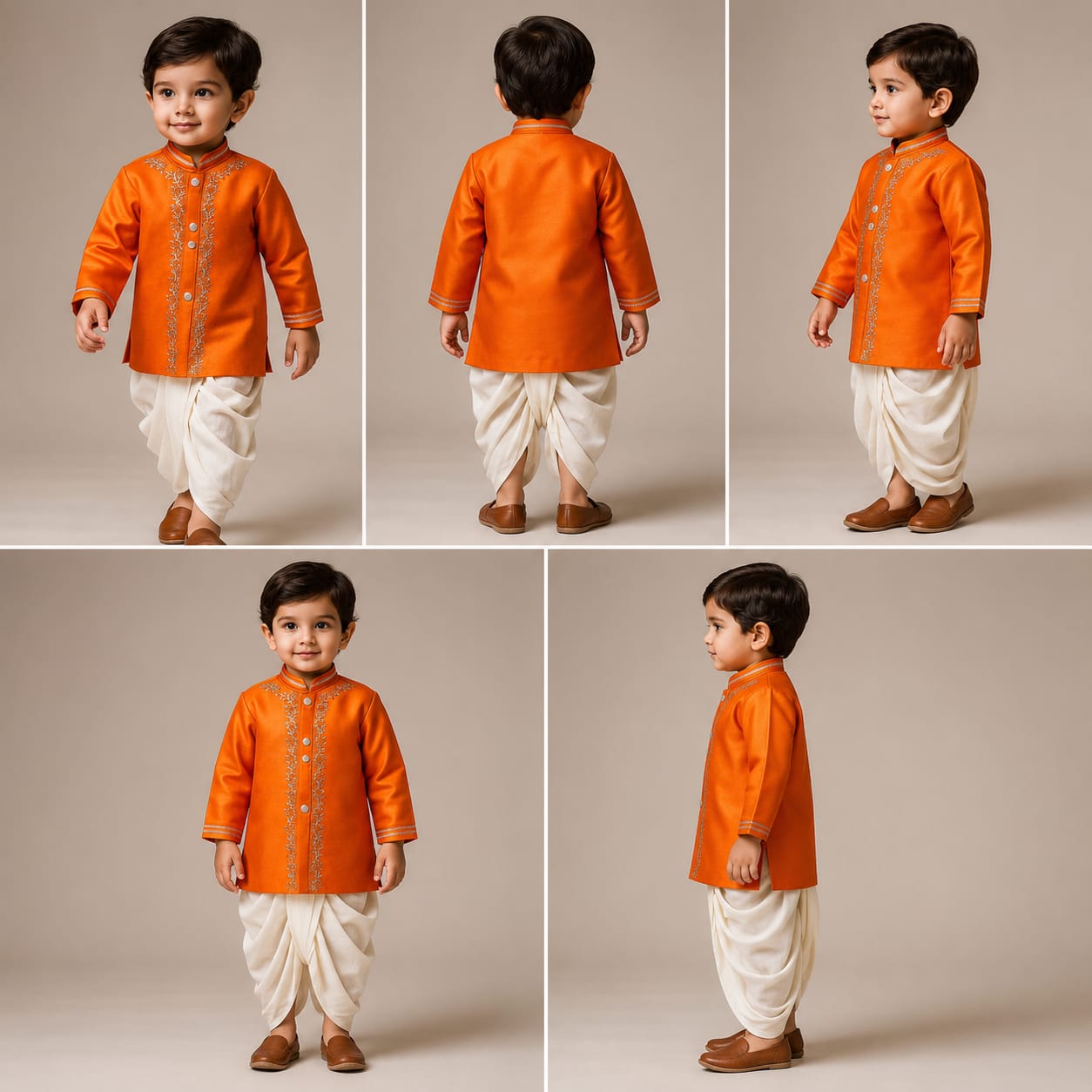 Pre Order: Gota Lacework Detail Orange Kurta And Dhoti
