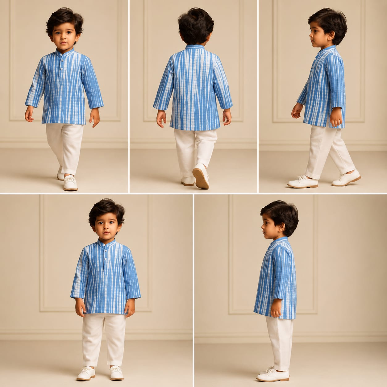 Pre Order: Shibori Printed Blue Kurta And Pyjama