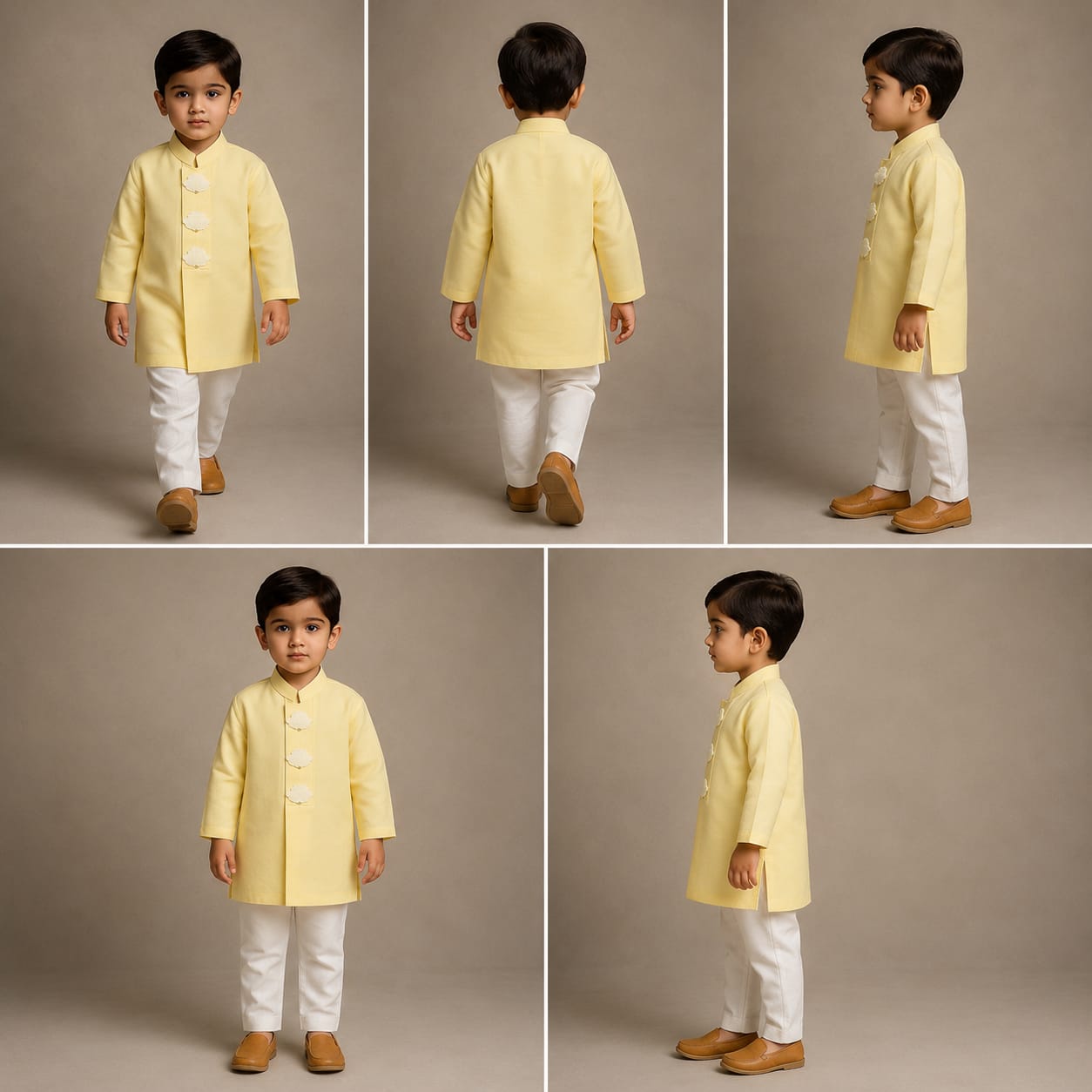 Pre Order: Yellow Hand Embroidered Placket Kurta With Pant