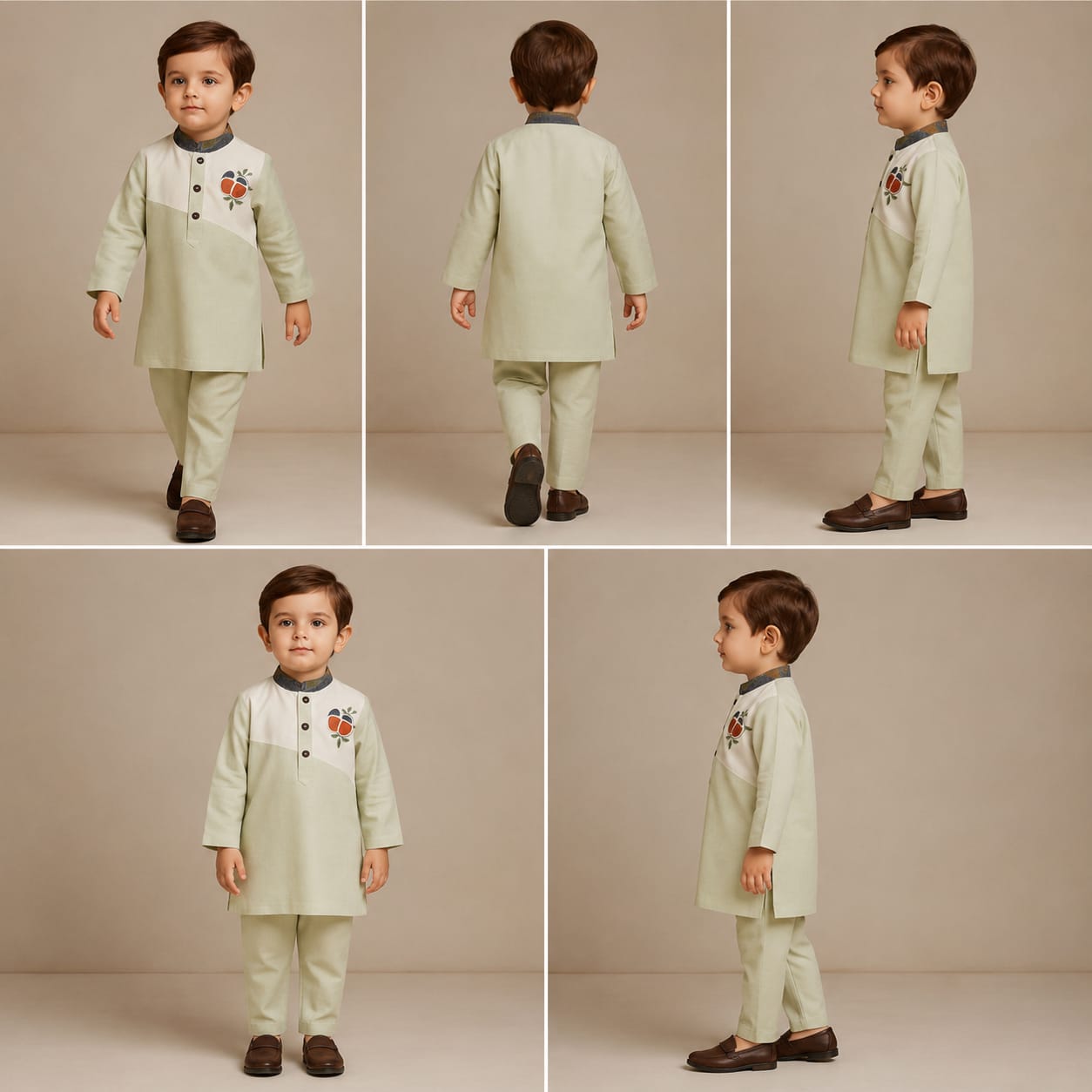 Pre Order: Dual Tone Bird Embroidered Kurta With Pant