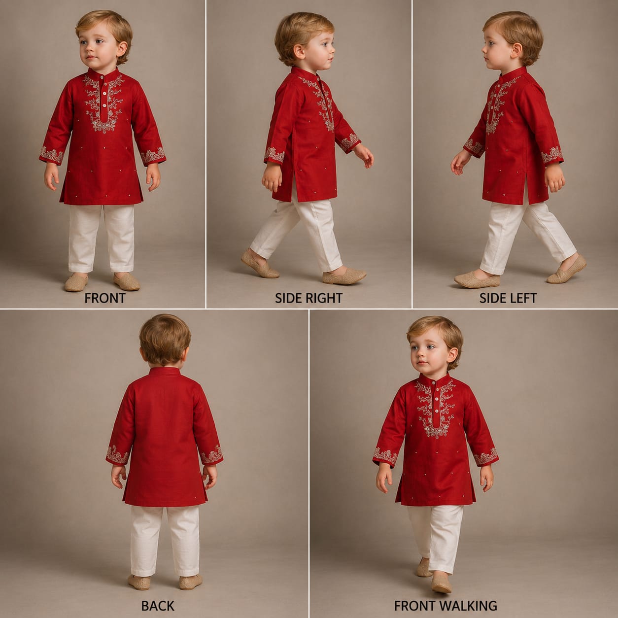 Pre Order: Red Faux Mirror Work Kurta With Pyjama