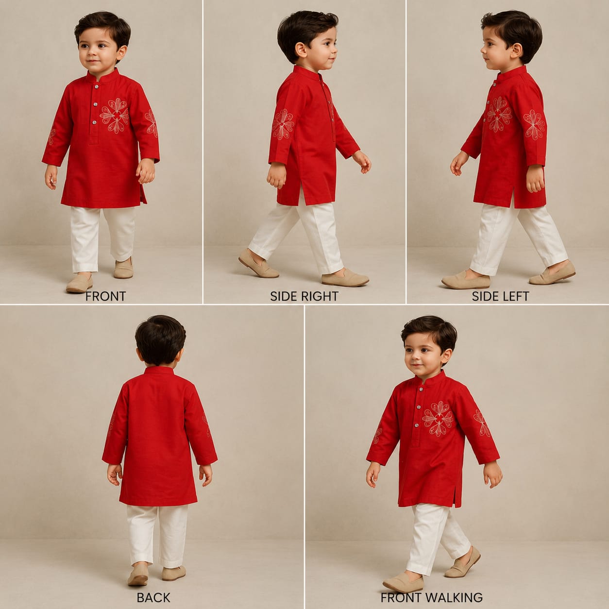 Pre Order: Pin Tuck Front Open Red Kurta And Pyjama