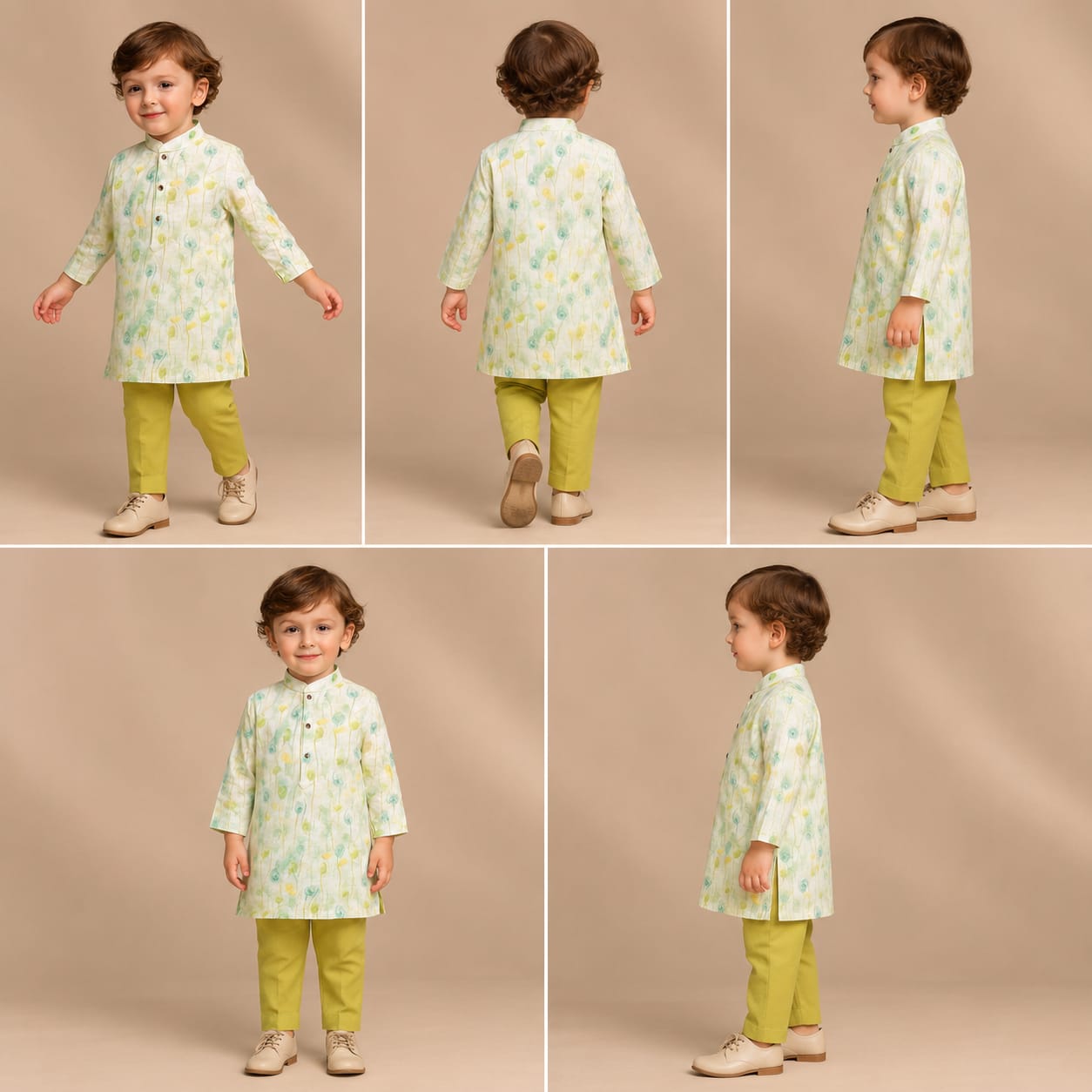 Pre Order: Printed Kurta And Green Pant