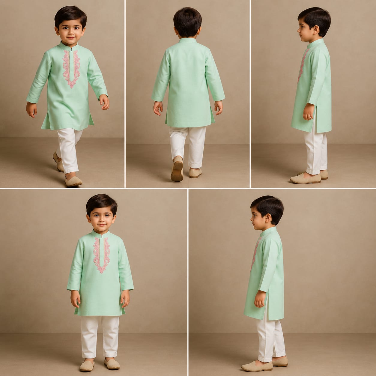Pre Order: Embroidered Collar And Placket Kurta With Churidar