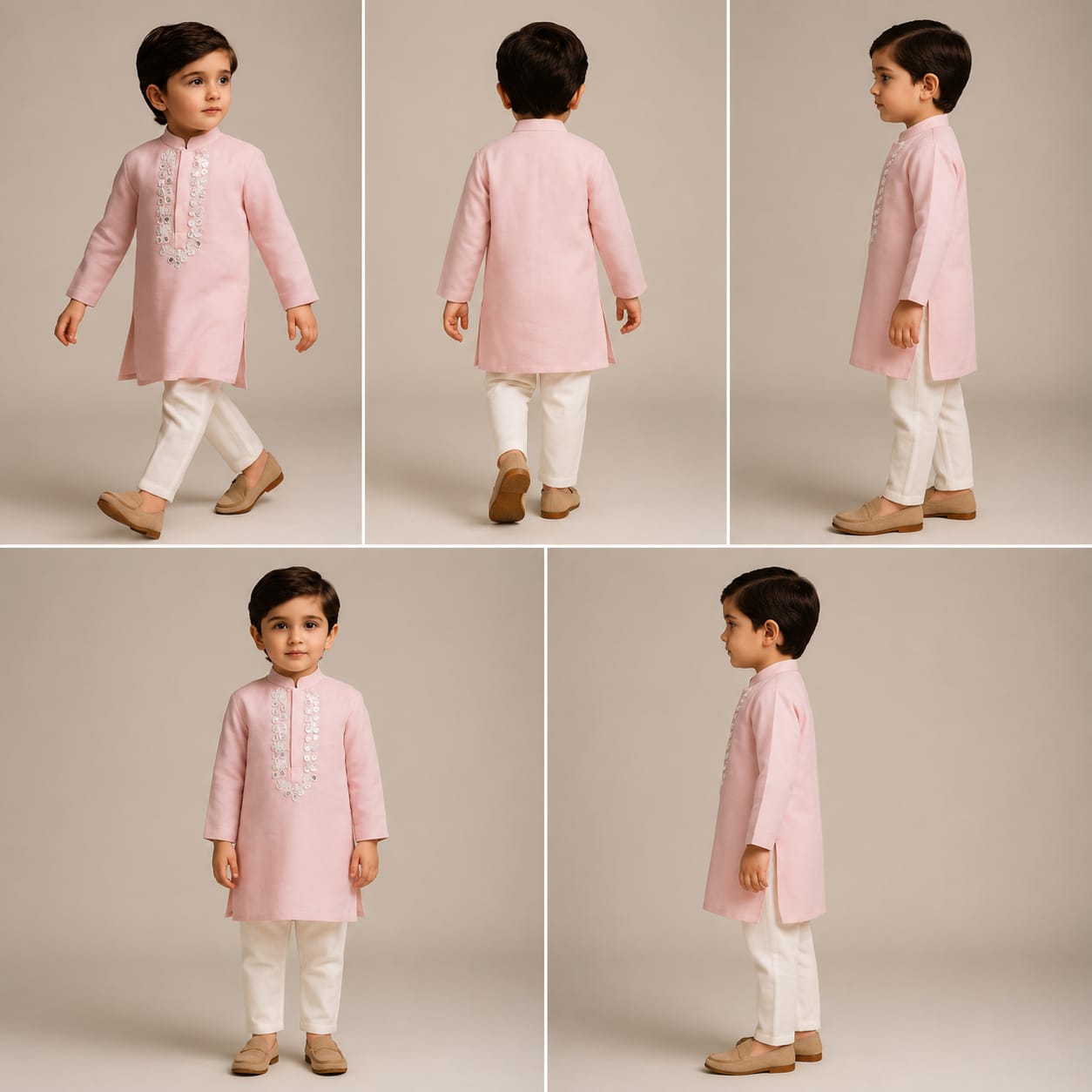 Pre Order: Faux Mirror Work Pink Kurta And Pyjama