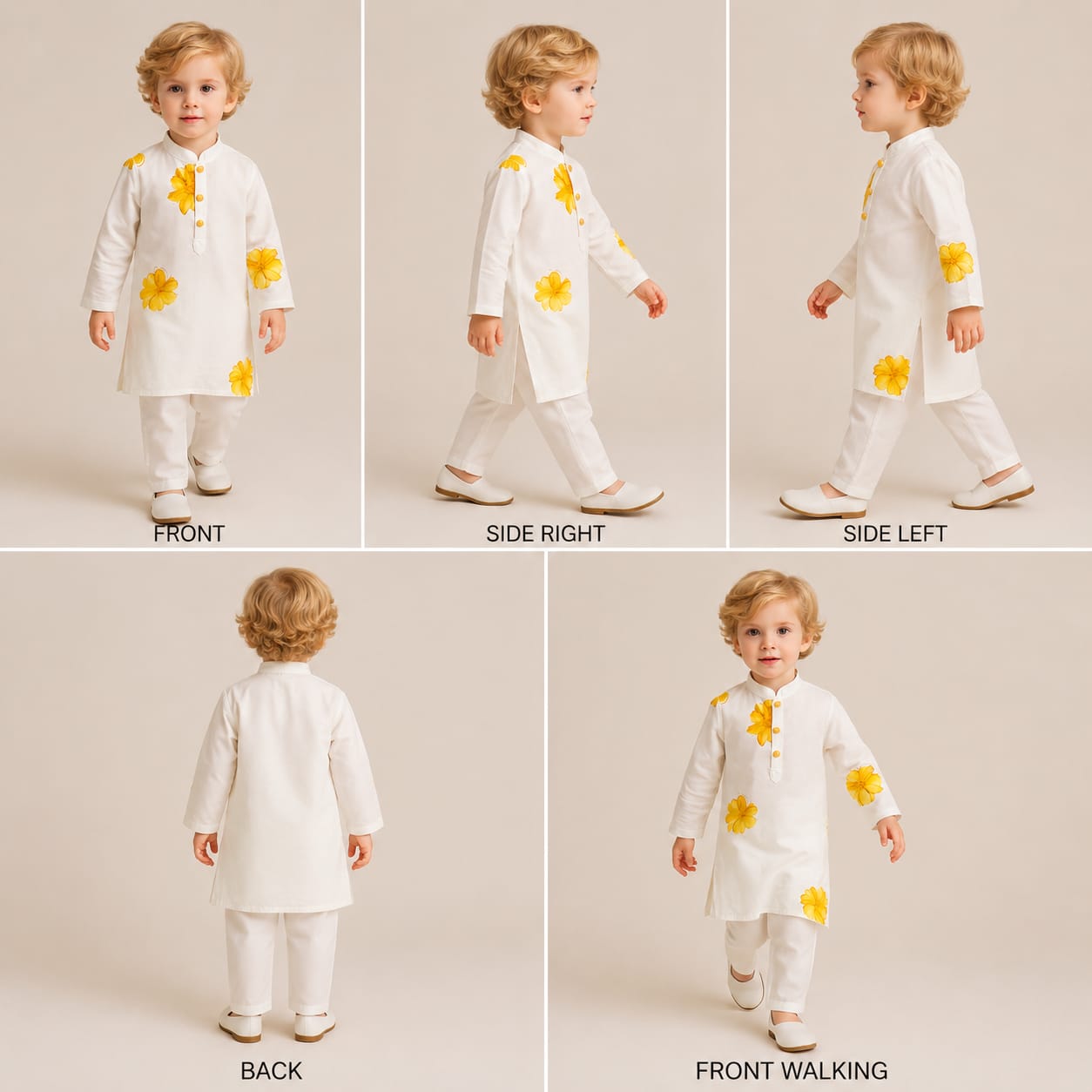 Pre Order: Hand Painted White Ethnic Kurta And Pyjama