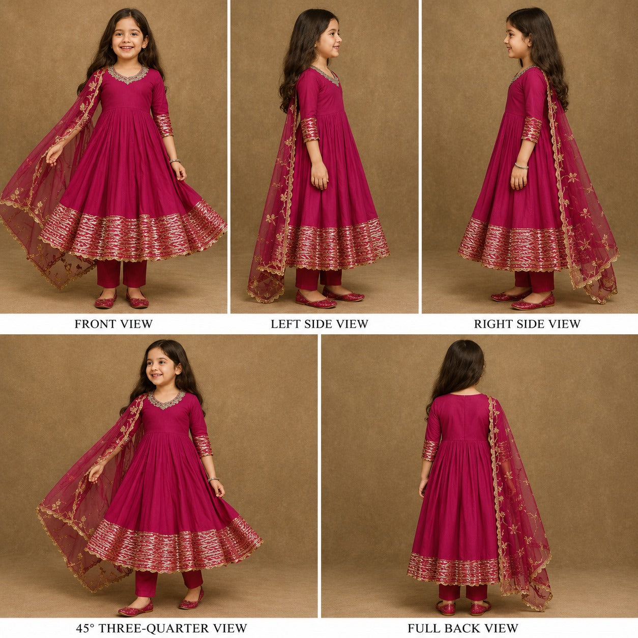 Pre Order: Pink Anarkali Gota Detailing Suit Set