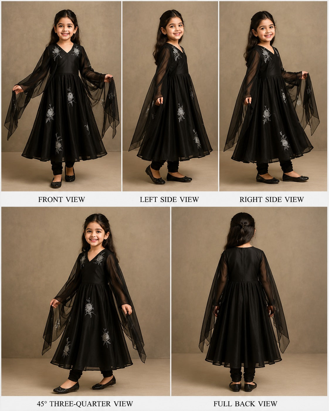 Pre Order: Black Floral Anarkali Suit Set