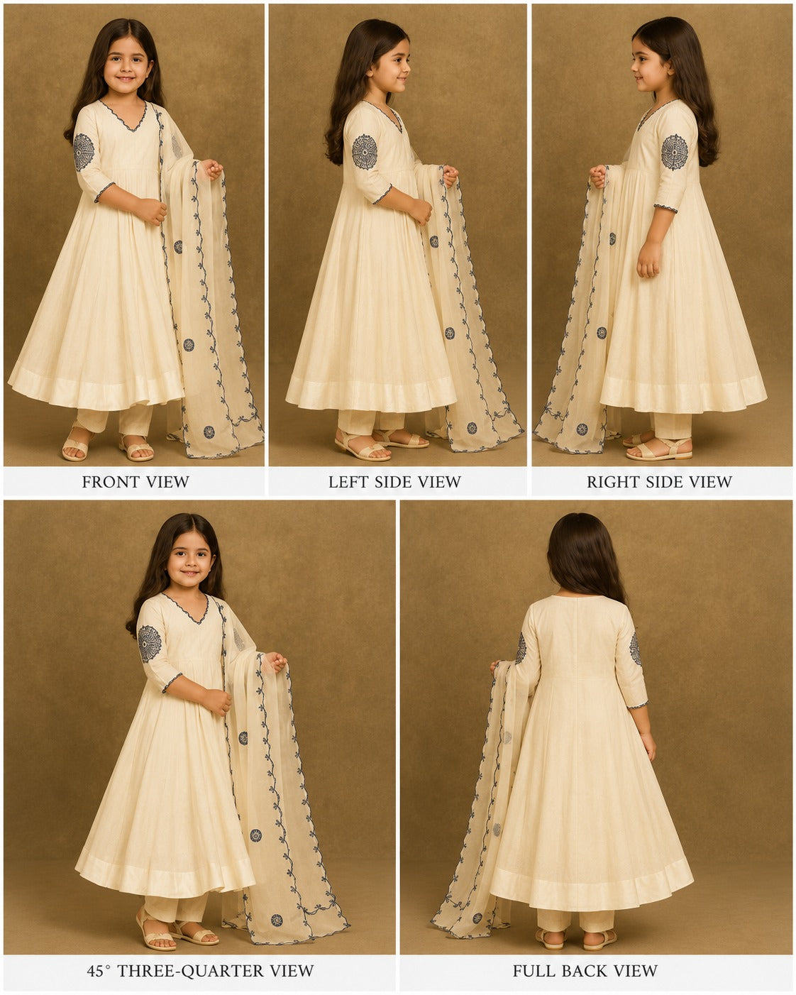 Pre Order: White Embroidered Anarkali Suit Set
