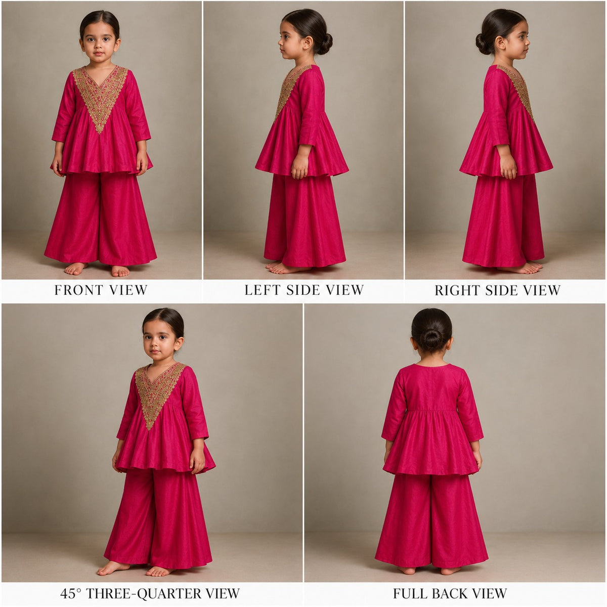 Pre Order: Pink Embellished Top With Flared Palazzo