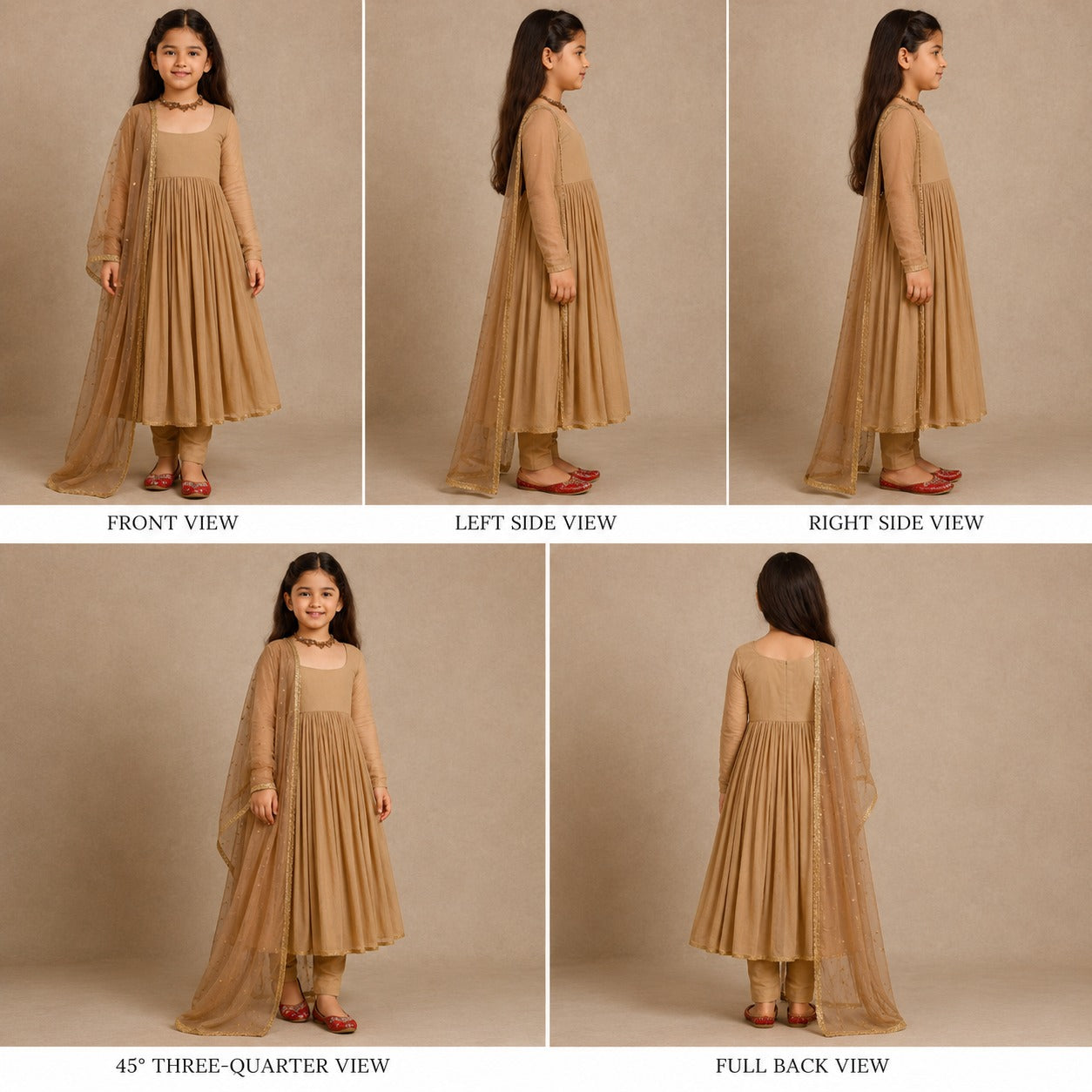 Pre Order: Beige Anarkali Suit Set