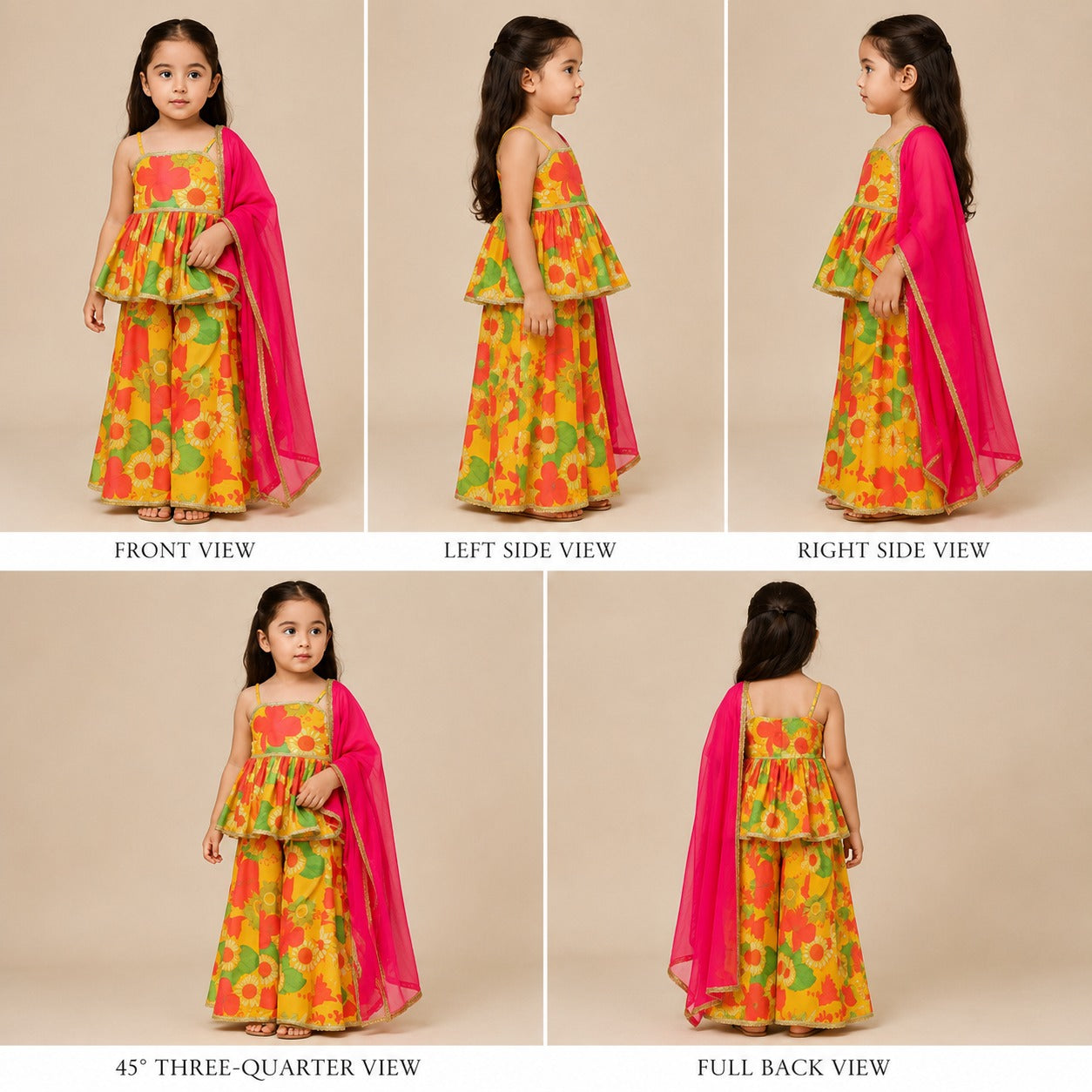 Pre Order: Multicolour Floral Printed Strappy Top And Palazzo With Dupatta